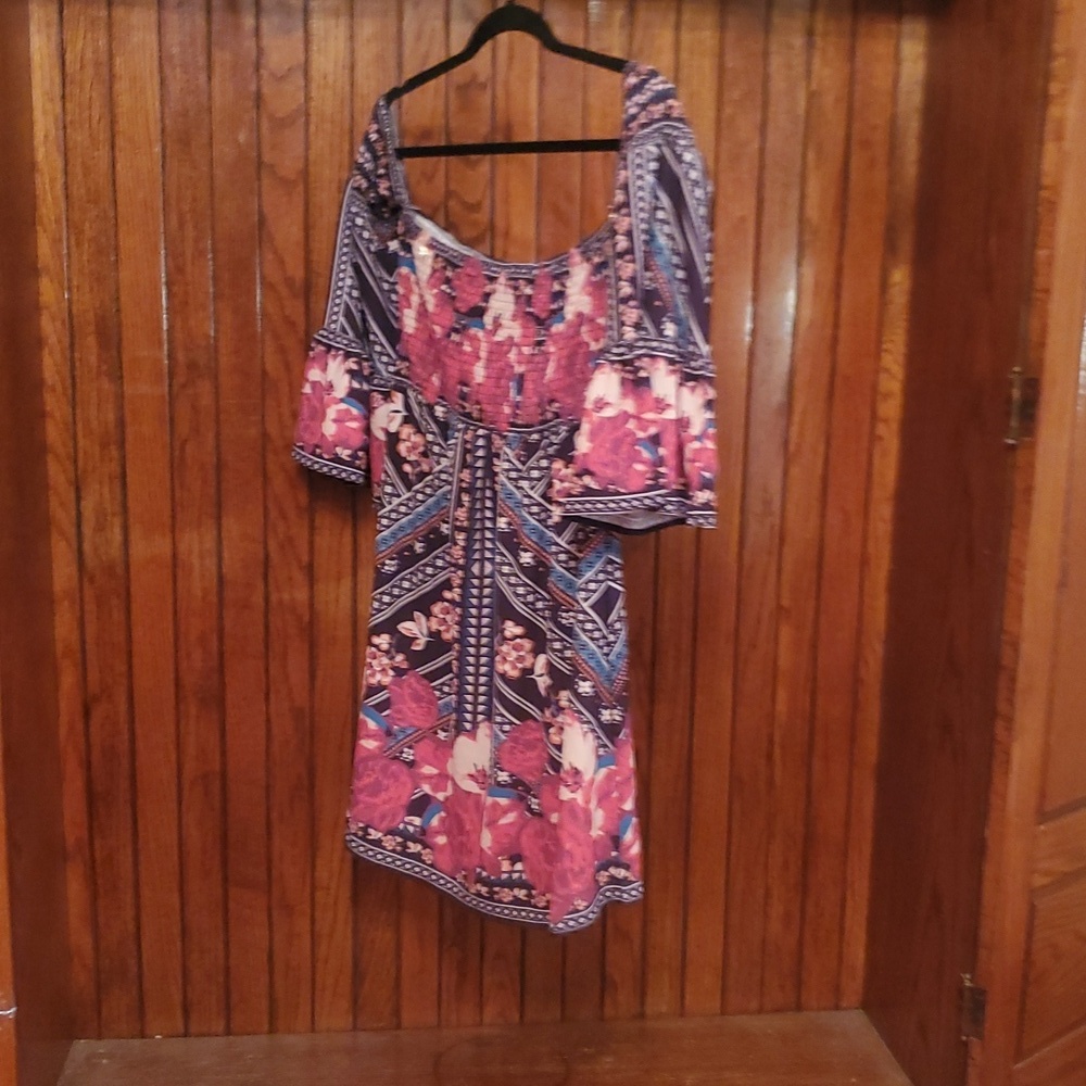 Flying Tomato Pink and Blue Midi Dress - Picture 3 of 5